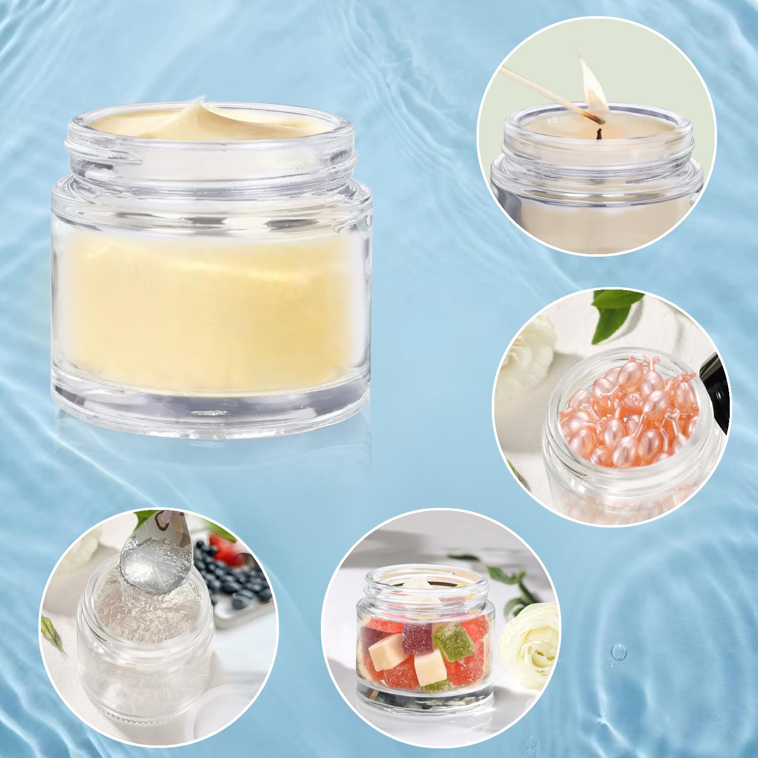 2 Oz Glass Jars With Lids,3 Pack Clear Small Glass Cosmetic Jars With Lids,60 Ml Empty Glass Makeup Containers For Sample, Cream